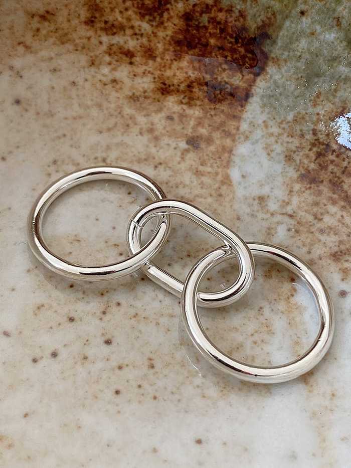 925 Sterling Silver Hollow Geometric Double Loop Band Ring