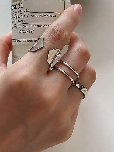925 Sterling Silver Minimalist Inclined Double Free Size Ring