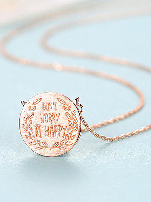 925 Sterling Silver With Glossy Simplistic Monogram Round Necklaces