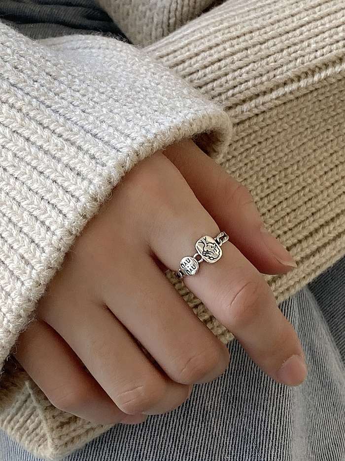 925 Sterling Silver With Vintage Geometric Boy Free Size Rings