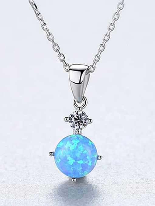 Collier pendentif carré simple bleu opale en argent sterling 925