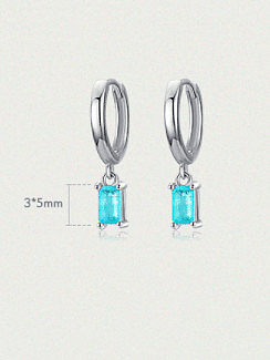 925 Sterling Silver Opal Geometric Minimalist Huggie Earring