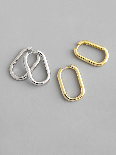 925 Sterling Silver With Glossy Simplistic Geometric Clip On Earrings