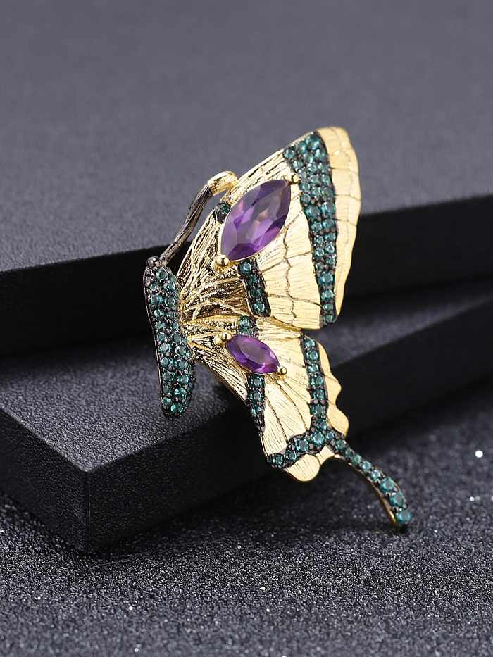 925 Sterling Silver Amethyst Vintage Butterfly brooch Pendant Necklace