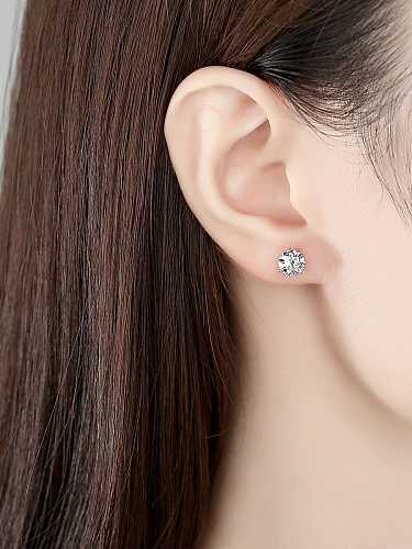 925 Sterling Silver Moissanite Round Dainty Stud Earring