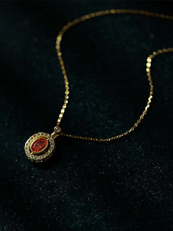 925 Sterling Silver Crystal Oval Vintage Necklace
