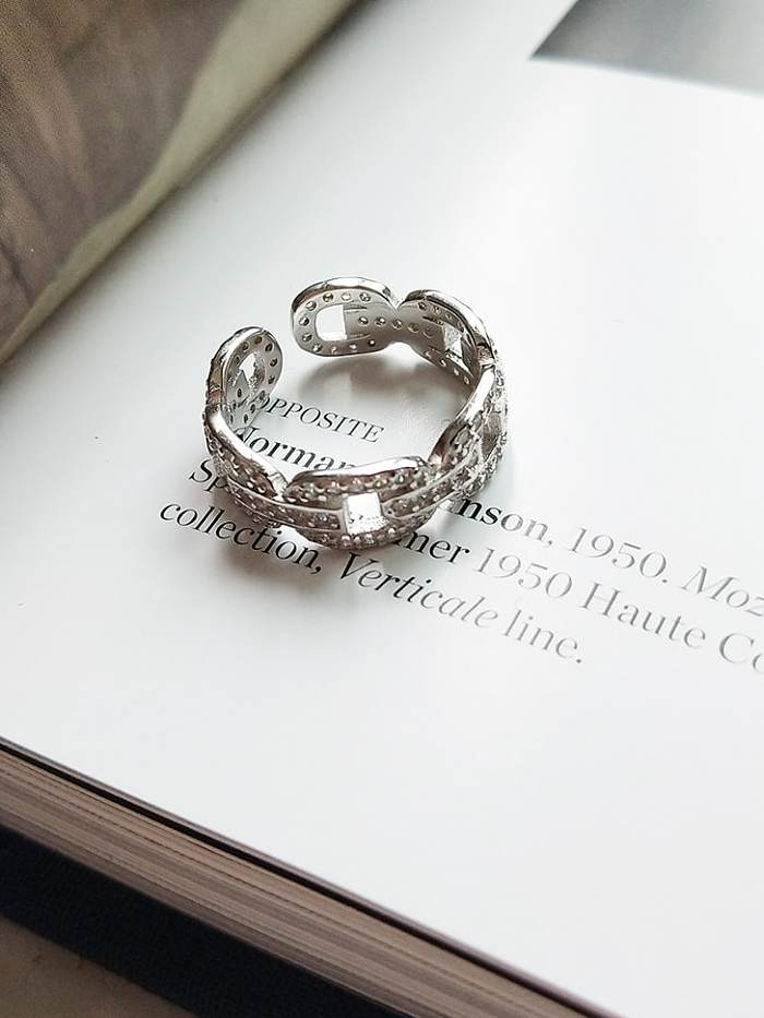 925 Sterling Silver Ring Buckle With Diamond Minimalist Midi Ring