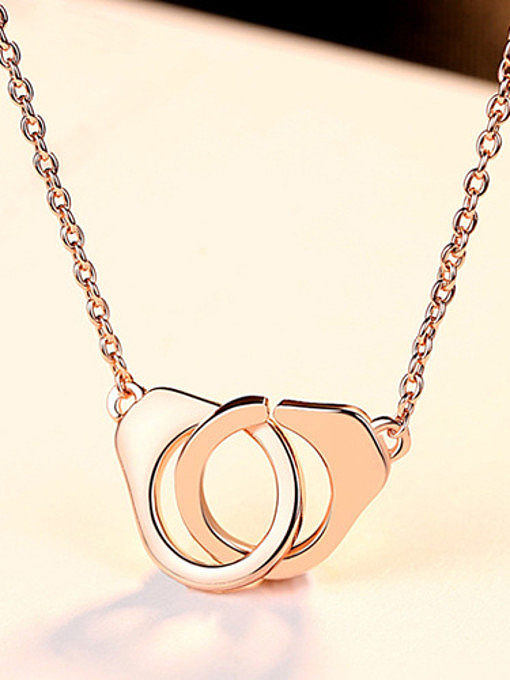 925 Sterling Silver With Rose Gold Plated Simplistic Round Interlocking Necklaces