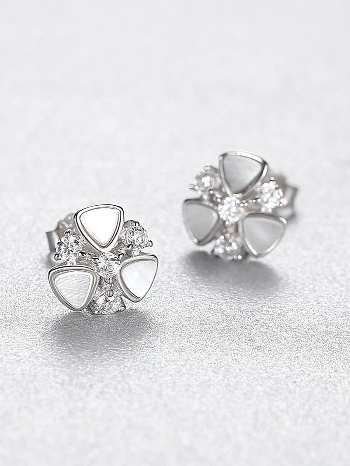 925 Sterling Silver Shell Flower Dainty Stud Earring