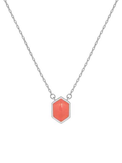 Collar minimalista hexagonal de esmalte de plata de ley 925