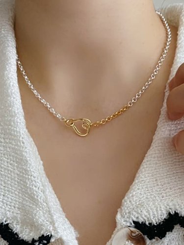 925 Sterling Silver Heart Minimalist Hollow Chain Necklace