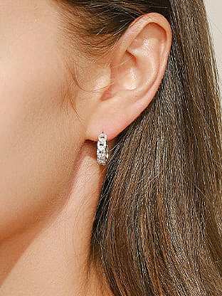 925 Sterling Silver Cubic Zirconia Dainty C Shaped Stud Earring