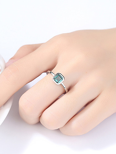 Sterling silver minimalist semi-precious stone ring