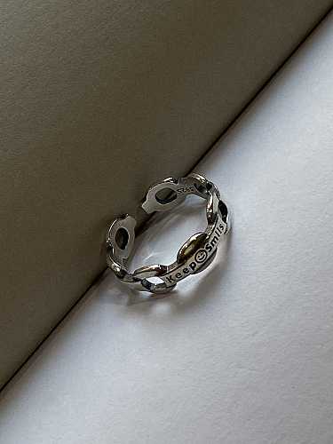 925 Sterling Silber Vintage KEEP SMILSJ freie Größe Midi-Ring