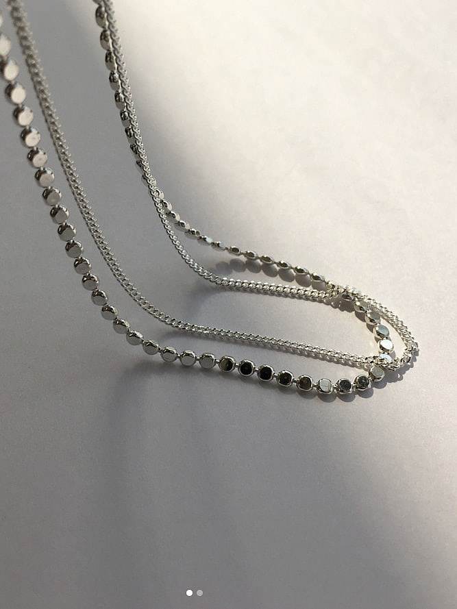 925 Sterling Silver Flat Bead Double-Layer Anklet