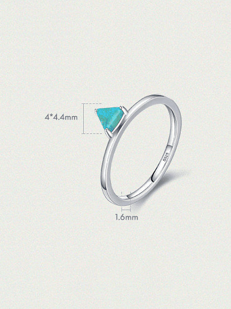 925 Sterling Silver Opal Triangle Minimalist Band Ring