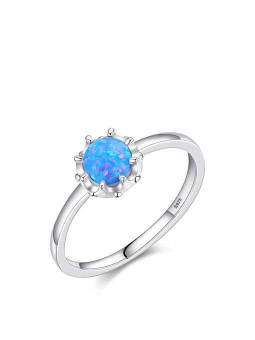 925 Sterling Silber Opal Runder Trend Band Ring
