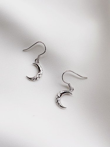 925 Sterling Silver Small Moon Minimalist Hook Earring