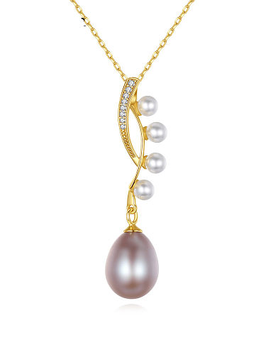 Collar minimalista de plata de ley 925 con perla de agua dulce y gota de agua