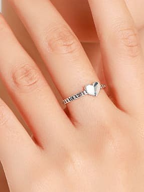 925 Sterling Silver Smotth Heart Minimalist Band Ring