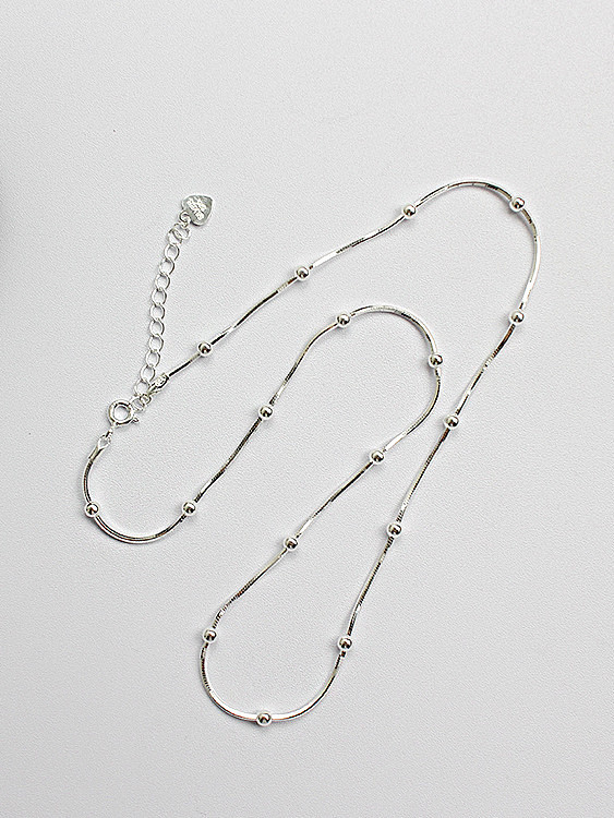 Simple Tiny Beads Silver Women Necklace