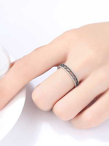 925 Sterling Silver blacking process vintage water ripple Band Ring