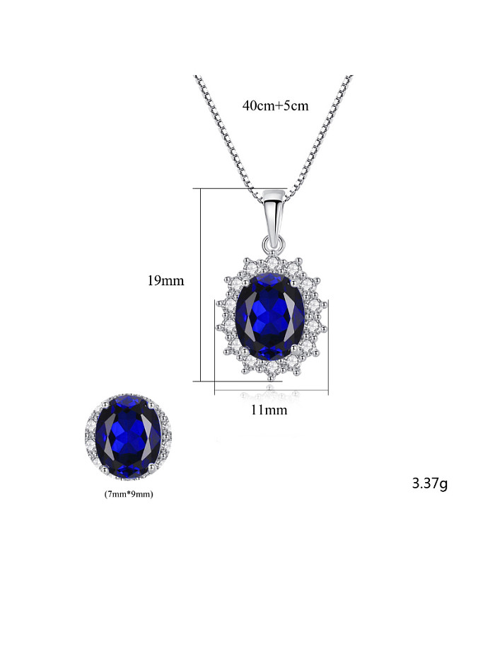 Sterling silver AAA zircon classic blue semi-precious stone necklace