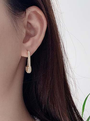 925 Sterling Silver Rhinestone Pin Ethnic Drop Earring
