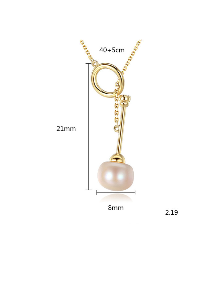 Collar de oro con perlas naturales de agua dulce de 8-8.5 mm de plata pura