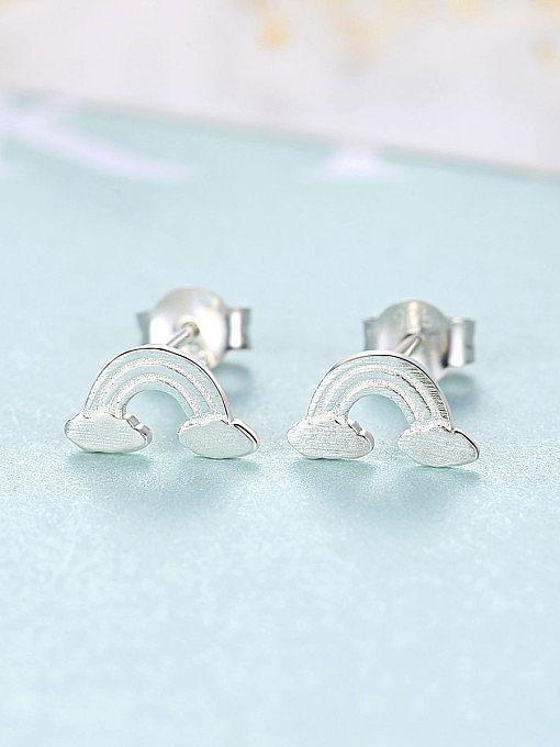 925 Sterling Silver With Smooth Simplistic Irregular Stud Earrings