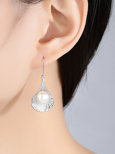 Sterling silver 9-9.5mm natural pearl 18K gold plated earrings