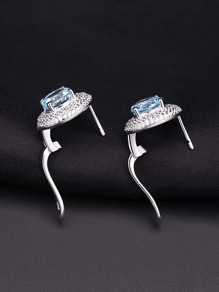 925 Sterling Silver Natural Stone Geometric Luxury Stud Earring