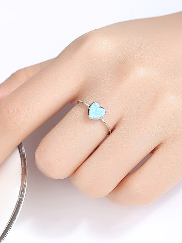 925 Sterling Silver With Opal Fashion Heart Band Rings