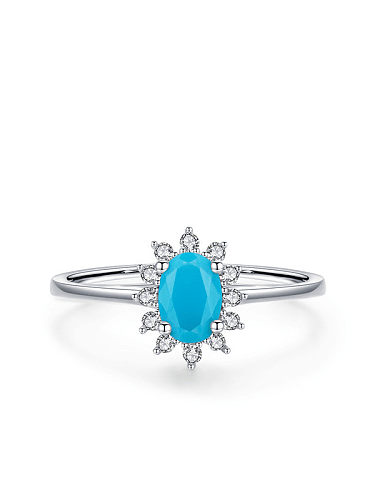 925 Sterling Silver Turquoise Crown Classic Band Ring