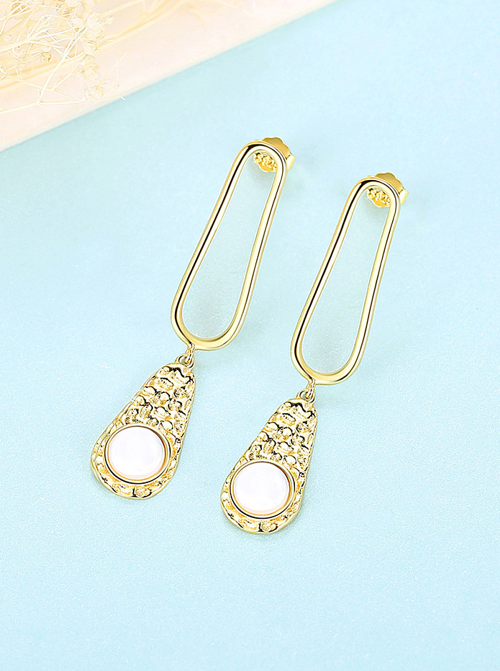 925 Sterling Silver With Gold Plated Personality Water Drop Drop Earrings