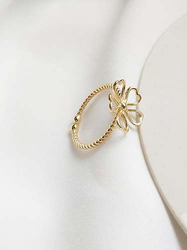 925 Sterling Silver Five Leaf Minimalist Free Size Midi Ring