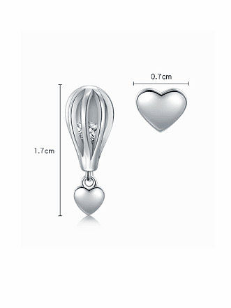Asymmetrischer Herz-Ballon-klassischer Ohrstecker aus 925er Sterlingsilber