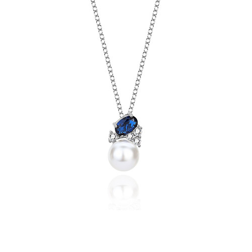 Zirkonia-Perlen-Anhänger-Halsketten-Ohrring-Set 140300006