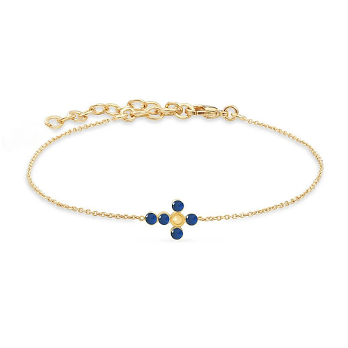 Bracelet chaîne en argent sterling avec croix en opale colorée 100100024