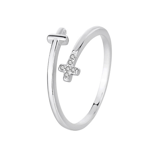 Silver Cubic Zirconia Cross Toe Ring 70400006