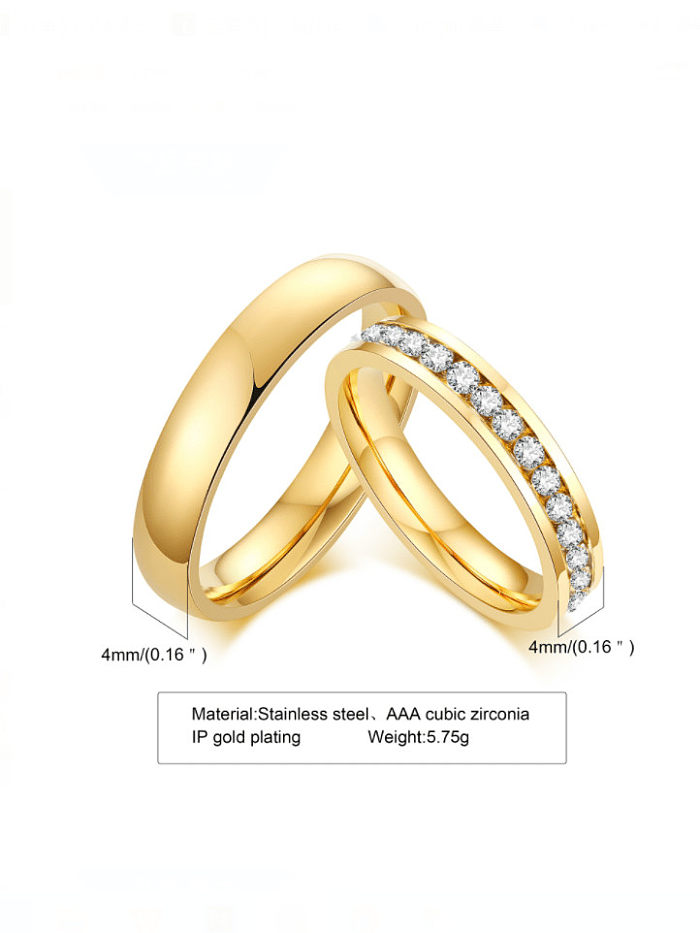 Stainless steel Rhinestone Geometric Minimalist Band Ring