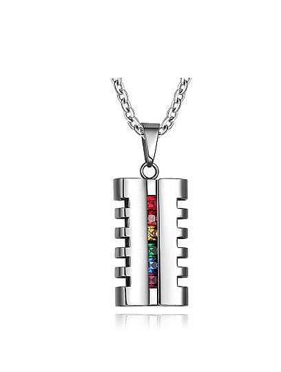 Exquisite Colorful Square Shaped Rhinestone Titanium Pendant
