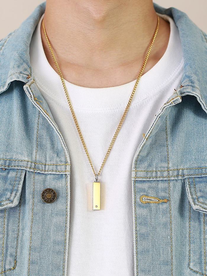 Titanium Steel White Minimalist Rectangle Pendant