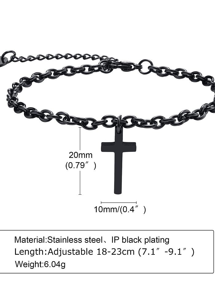 Hip-Hop-Link-Armband aus Edelstahl mit Kreuz