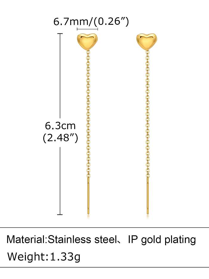 Stainless steel Heart Tassel Minimalist Threader Earring