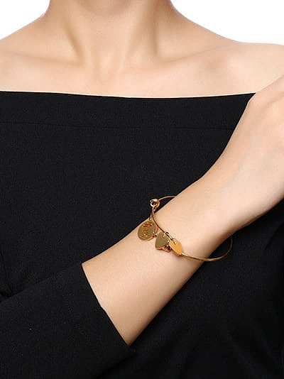 Exquisite Heart Shaped Gold Plated Titanium Bangle