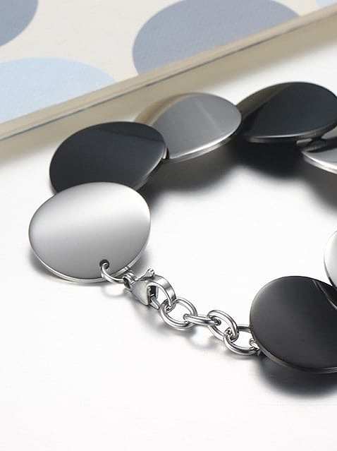 Exquisite Black Gun Plated Round Shaped Titanium Bracelet