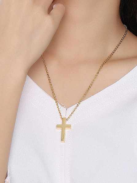 Stainless Steel Smooth Cross Minimalist Regligious Necklace