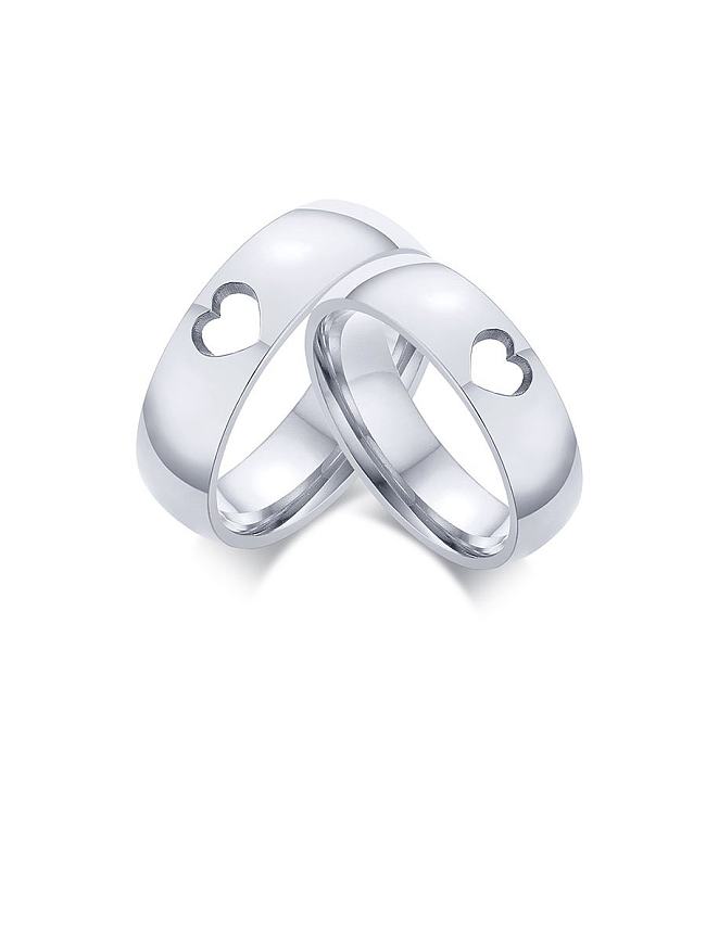 Stainless Steel With Platinum Plated Simplistic Heart Band Rings