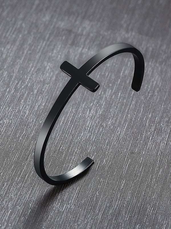 Stainless Steel With Gun Plated Simplistic Cross Bracelets